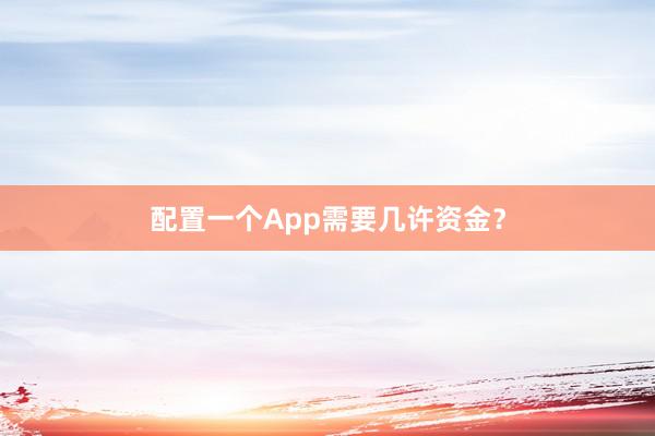 配置一个App需要几许资金？