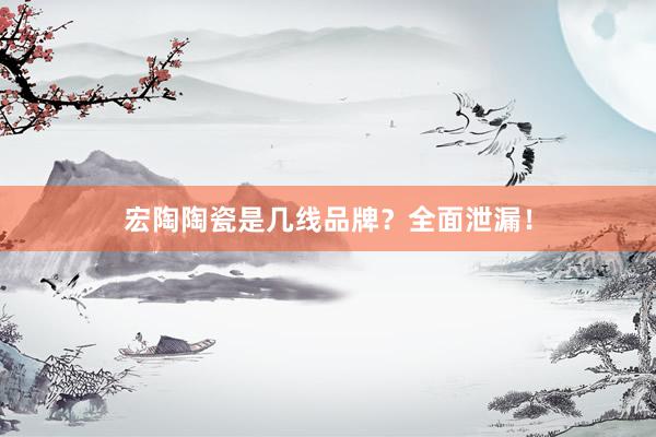 宏陶陶瓷是几线品牌？全面泄漏！